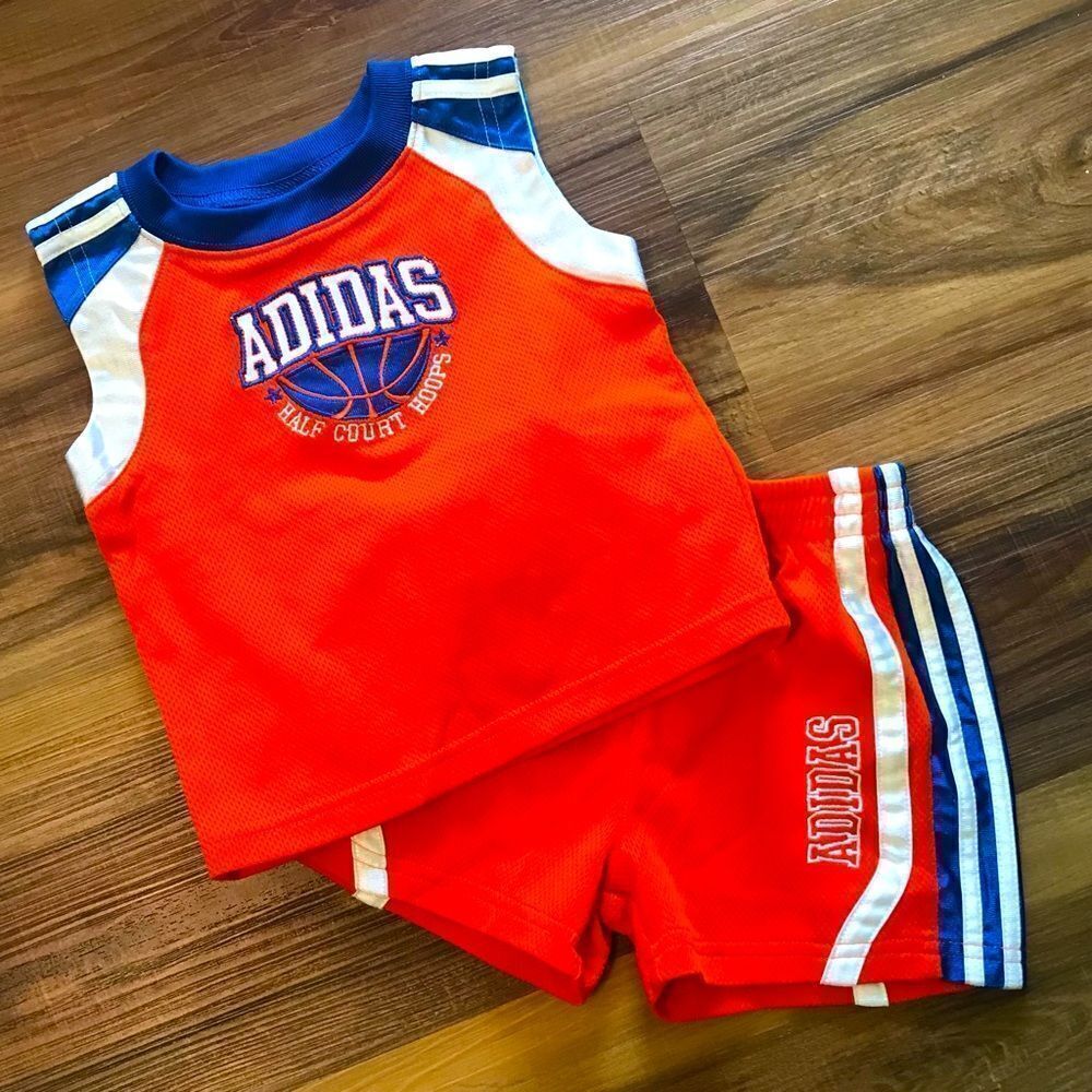 Adidas Basketball 2 Piece Set 12M Orange & Blue - Picture 1 of 9